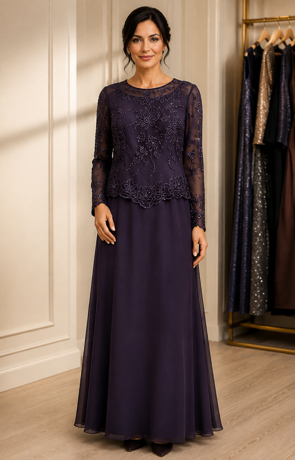 Vestido Morado Uva Bordado